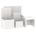 Ensemble de boîtes de jardin 4 pcs blanc bois de pin massif