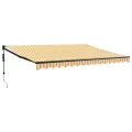 Auvent rétractable automatique jaune et blanc 4,5x3 m