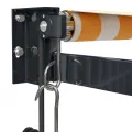 Auvent rétractable automatique jaune et blanc 4,5x3 m