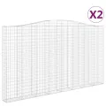 Paniers à gabions arqués 2 pcs 400x30x220/240 cm Fer galvanisé