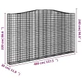 Paniers à gabions arqués 2 pcs 400x30x220/240 cm Fer galvanisé