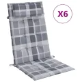 Coussins de chaise à dossier haut lot de 6 carreaux gris