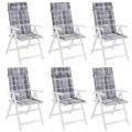 Coussins de chaise à dossier haut lot de 6 carreaux gris