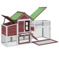 Poulailler moka 186,5x58,5x113 cm bois massif de pin