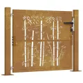 Portail de jardin 105x105 cm acier corten design de bambou