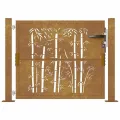 Portail de jardin 105x105 cm acier corten design de bambou