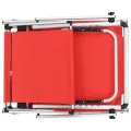 Chaise longue pliable avec toit aluminium et textilène rouge