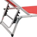 Chaise longue pliable avec toit aluminium et textilène rouge