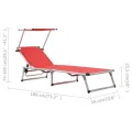 Chaise longue pliable avec toit aluminium et textilène rouge