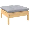 Salon de jardin 11 pcs avec coussins gris bois de pin