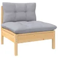 Salon de jardin 11 pcs avec coussins gris bois de pin