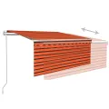 Auvent rétractable automatique store 3,5x2,5 m Orange et marron