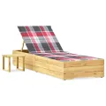 Chaise longue de jardin avec table et coussin Pin imprégné