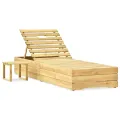 Chaise longue de jardin avec table et coussin Pin imprégné