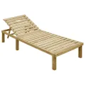 Chaise longue avec coussin carreaux rouge Bois de pin imprégné