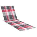 Chaise longue avec coussin carreaux rouge Bois de pin imprégné
