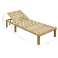 Chaise longue avec coussin carreaux rouge Bois de pin imprégné