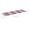 Chaise longue avec coussin carreaux rouge Bois de pin imprégné