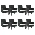 Ensemble à manger de jardin 9 pcs noir résine tressée et acier