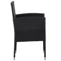 Ensemble à manger de jardin 9 pcs noir résine tressée et acier