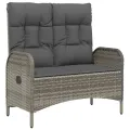 Ensemble à manger jardin et coussins 2 pcs gris rotin