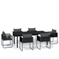 Ensemble à manger de jardin 7 pcs Noir
