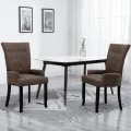 Chaises à manger avec accoudoirs lot de 2 marron tissu