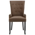 Chaises à manger avec accoudoirs lot de 2 marron tissu