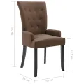 Chaises à manger avec accoudoirs lot de 2 marron tissu