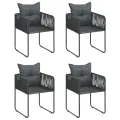 Ensemble à manger de jardin 5 pcs PVC résine tressée noir