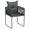 Ensemble à manger de jardin 5 pcs PVC résine tressée noir
