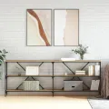 Table console chêne sonoma 200x30x75cm bois d'ingénierie et fer