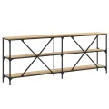 Table console chêne sonoma 200x30x75cm bois d'ingénierie et fer