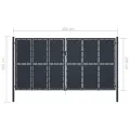 Portail de jardin Acier 400 x 200 cm Anthracite