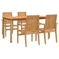 Ensemble à manger de jardin 5pcs Bois de teck massif