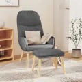 Chaise de relaxation avec tabouret Gris clair Tissu