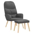 Chaise de relaxation avec tabouret Gris clair Tissu