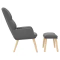 Chaise de relaxation avec tabouret Gris clair Tissu