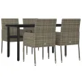 Ensemble à manger de jardin coussins 5 pcs noir et gris