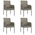 Ensemble à manger de jardin coussins 5 pcs noir et gris