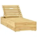 Chaise longue de jardin avec table et coussin Pin imprégné