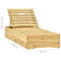 Chaise longue de jardin avec table et coussin Pin imprégné