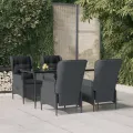 Ensemble à manger de jardin 5pcs Gris foncé Résine tressée