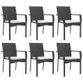 Ensemble à manger de jardin coussins 7pcs Noir Résine tressée