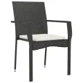 Ensemble à manger de jardin coussins 7pcs Noir Résine tressée
