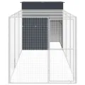 Poulailler avec cour anthracite 165x455x181 cm acier galvanisé