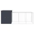 Poulailler avec cour anthracite 165x455x181 cm acier galvanisé