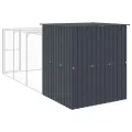 Poulailler avec cour anthracite 165x455x181 cm acier galvanisé