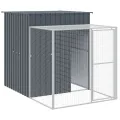 Poulailler avec cour anthracite 165x455x181 cm acier galvanisé
