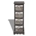 Étagère de rangement Bois Marron 4 paniers en tissage